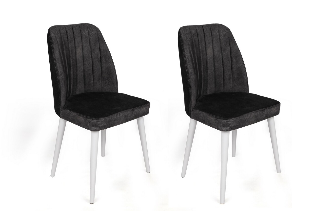 Set scaune 2 piese, Hanah Home, Alfa-497 V2, Antracit/Alb - imagine 5